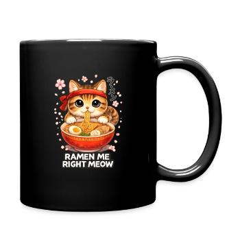 Ramen Katze - Tasse einfarbig - Schwarz - Rechts