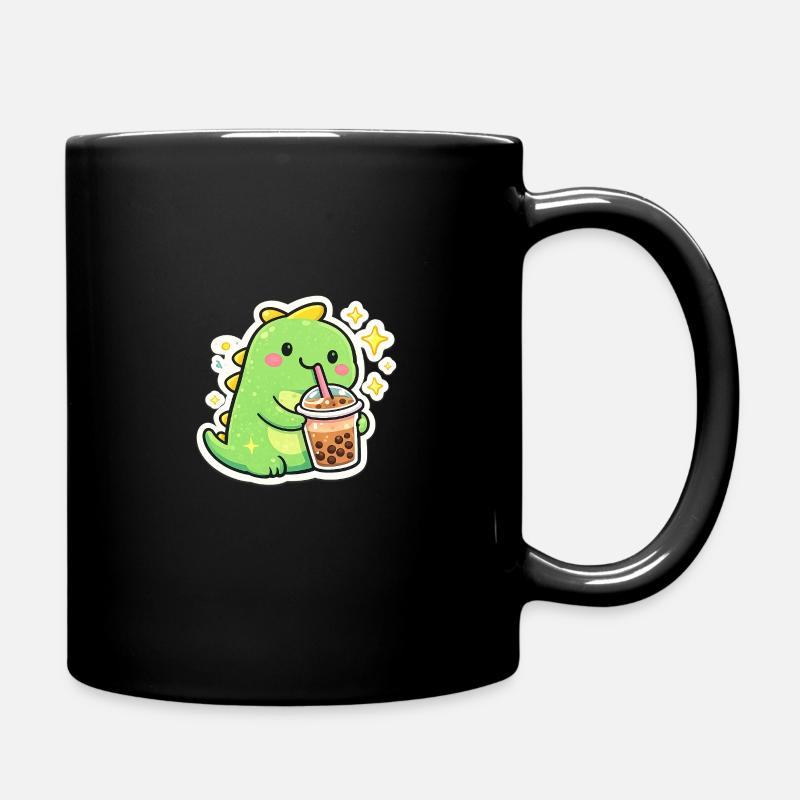 Süßer Dino mit Bubble Tea - Tasse einfarbig - Schwarz