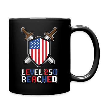 Level 250 Reached USA Gamer - Tasse einfarbig - Schwarz - Rechts