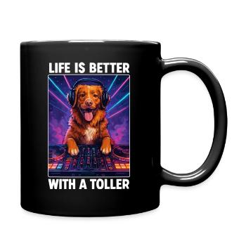 Nova Scotia Toller DJ Hund witzig positiv Geschenk - Tasse einfarbig - Schwarz - Rechts