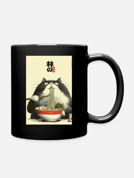 Ramen-Katzen-Ukiyoe-Stil - Tasse einfarbig - Schwarz