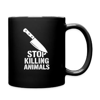 Motif du couteau Stop à la cruauté envers les animaux - Mug uni - noir - Droite