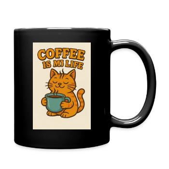 Chat amateur de café dans un style rétro - Mug uni - noir - Droite