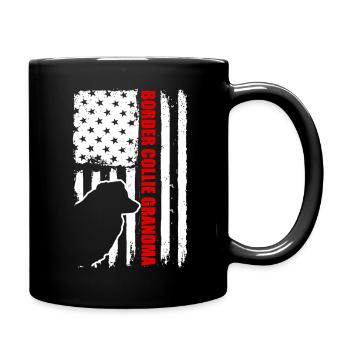 Border Collie Grandma American Flag Patriotic - Full Colour Mug - black - Right