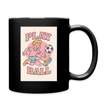 Jouer au football : motif rétro de dessin animé - Mug uni - noir - Droite