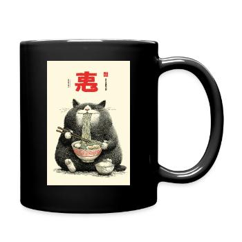 Fortune Cat Noodle Feast - Full Colour Mug - black - Right