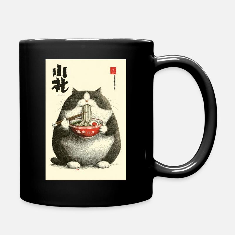Chonky Cat Ramen Ukiyo-e - Tasse einfarbig - Schwarz