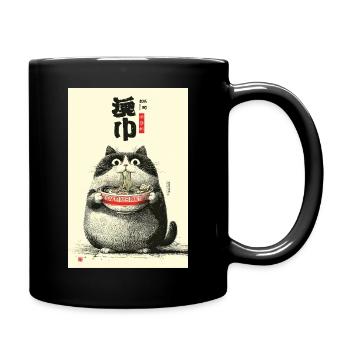 Ramen Cat Portrait - Full Colour Mug - black - Right