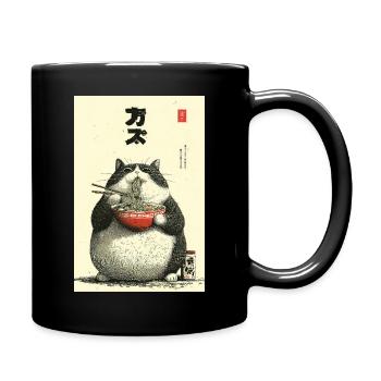 Chonky Cat Ramen Ukiyo-e - Full Colour Mug - black - Right