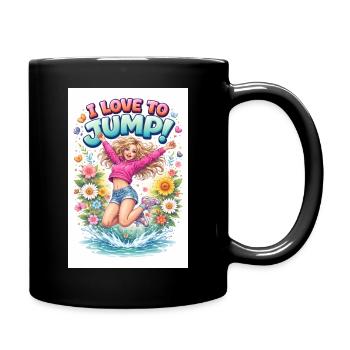 Ich liebe es, florale Freude zu springen - Tasse einfarbig - Schwarz - Rechts