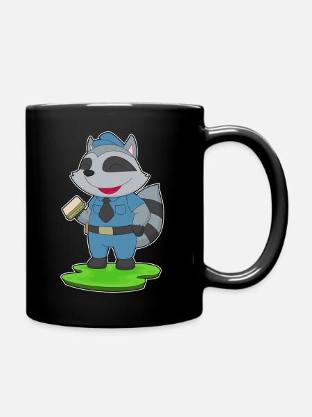 Waschbär Polizist Sandwich Polizei - Tasse einfarbig - Schwarz