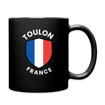 Toulon French Shield Flag - Full Colour Mug - black - Right
