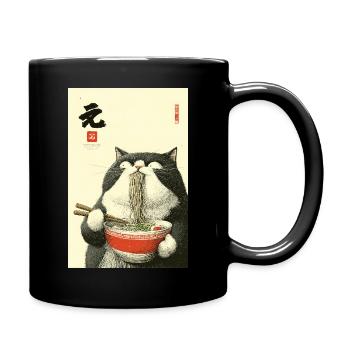 Noodle Cat Feast - Full Colour Mug - black - Right
