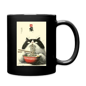 Noodle Cat Feast - Full Colour Mug - black - Right