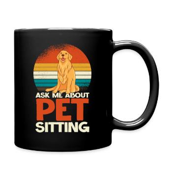 Retro Hund: Frag mich nach Tierbetreuung - Tasse einfarbig - Schwarz - Rechts