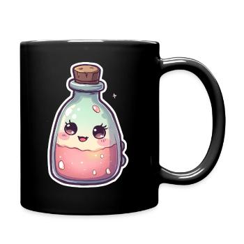 Süße Kawaii-Kuchentrankflasche - Tasse einfarbig - Schwarz - Rechts