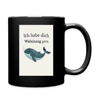 Liebevolles Wal Poster – walsinnig gern - Tasse einfarbig - Schwarz - Rechts