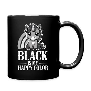 Unicorn Joy: Schwarz ist meine fröhliche Farbe - Tasse einfarbig - Schwarz - Rechts