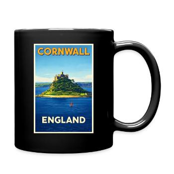 Cornwall England – Retro Reiseposter - Tasse einfarbig - Schwarz - Rechts