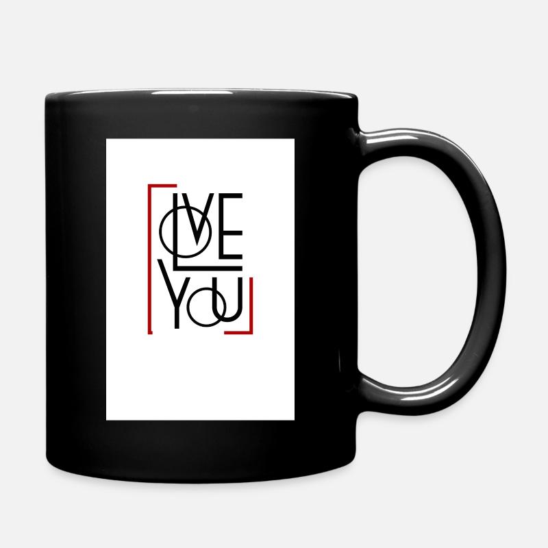 Älskar dig, geometrisk ram - Enfärgad mugg - svart