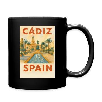 Cadix, Espagne – Plaza des affiches de voyage aquarelle - Mug uni - noir - Droite