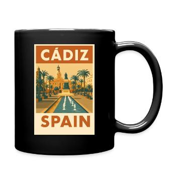 Cádiz Spanien – Vintage Reiseposter Plaza - Tasse einfarbig - Schwarz - Rechts