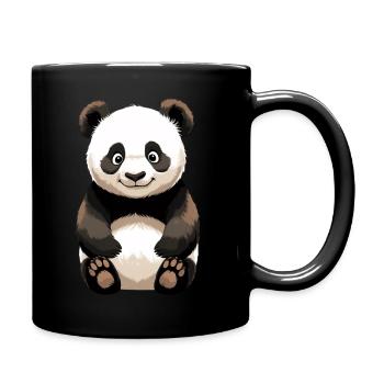 Kuschelpanda Cartoon – Niedlicher Panda - Tasse einfarbig - Schwarz - Rechts