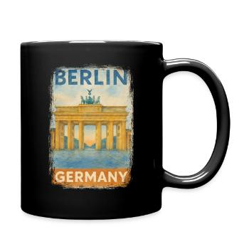 Berlin Brandenburger Tor – Aquarell Reise Poster - Tasse einfarbig - Schwarz - Rechts