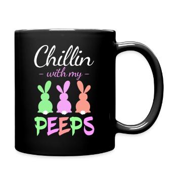 Chillin with Peeps Pastel Bunnies - Full Colour Mug - black - Right