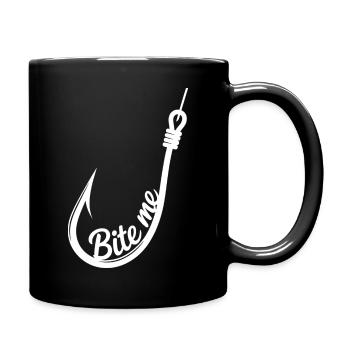 Bite Me Fishing Hook Emblem - Full Colour Mug - black - Right