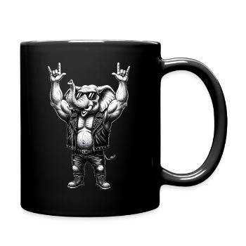 Rocker Elephant Metal Heavy Metal Hardrock Design - Full Colour Mug - black - Right