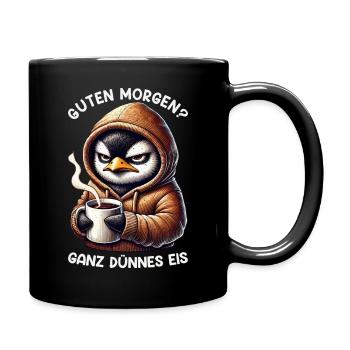 Guten Morgen Ganz Dünnes Eis Pinguin Schlafmützen - Full Colour Mug - black - Right