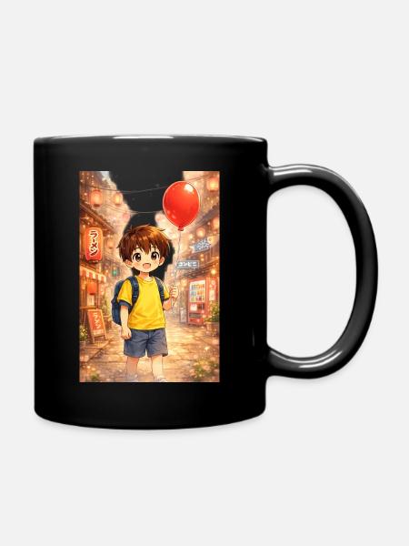 Rêveur enfantin au ballon rouge - Mug uni - noir