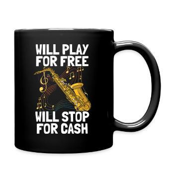 Je jouerai gratuitement Saxophon Saxophon Player - Mug uni - noir - Droite