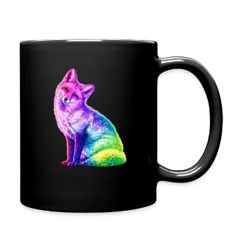 Regenbogenfuchs Farbkunst - Tasse einfarbig - Schwarz - Rechts