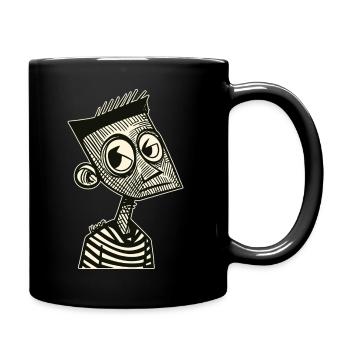 Drawing cartoon guy with big eyes - Full Colour Mug - black - Right