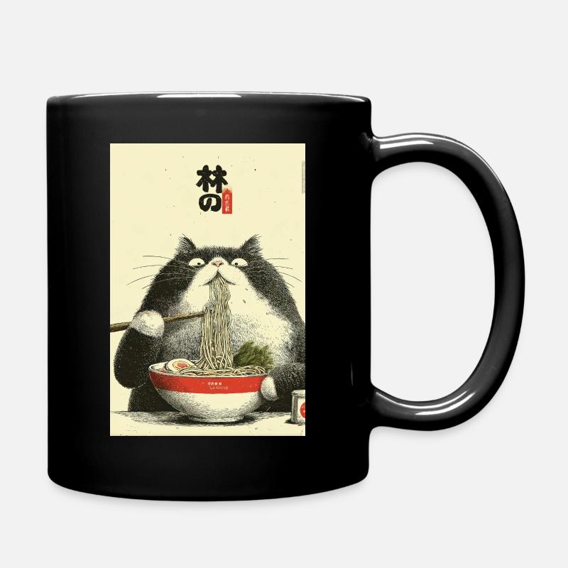 Neko Noodle Feast - Full Colour Mug - black