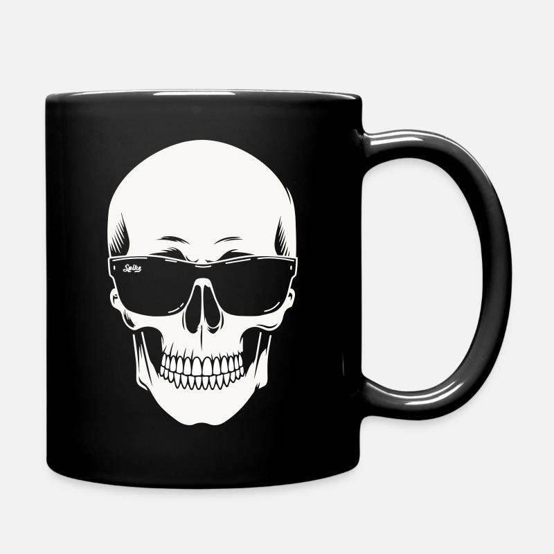 Skeleton with sunglasses in black and white vector - Full Colour Mug - black