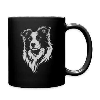 Border Collie Head – Minimal Line Art - Full Colour Mug - black - Right