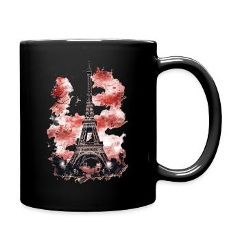 Paris France Eiffel Tower Artistic Souvenir Design - Tasse einfarbig - Schwarz - Rechts