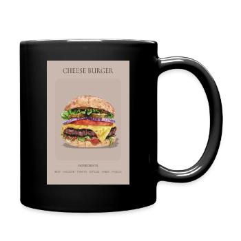 Cheese Burger Poster Food Illustration Küche - Tasse einfarbig - Schwarz - Rechts