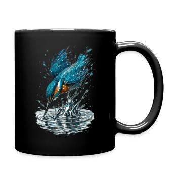 Kingfisher in action - Full Colour Mug - black - Right