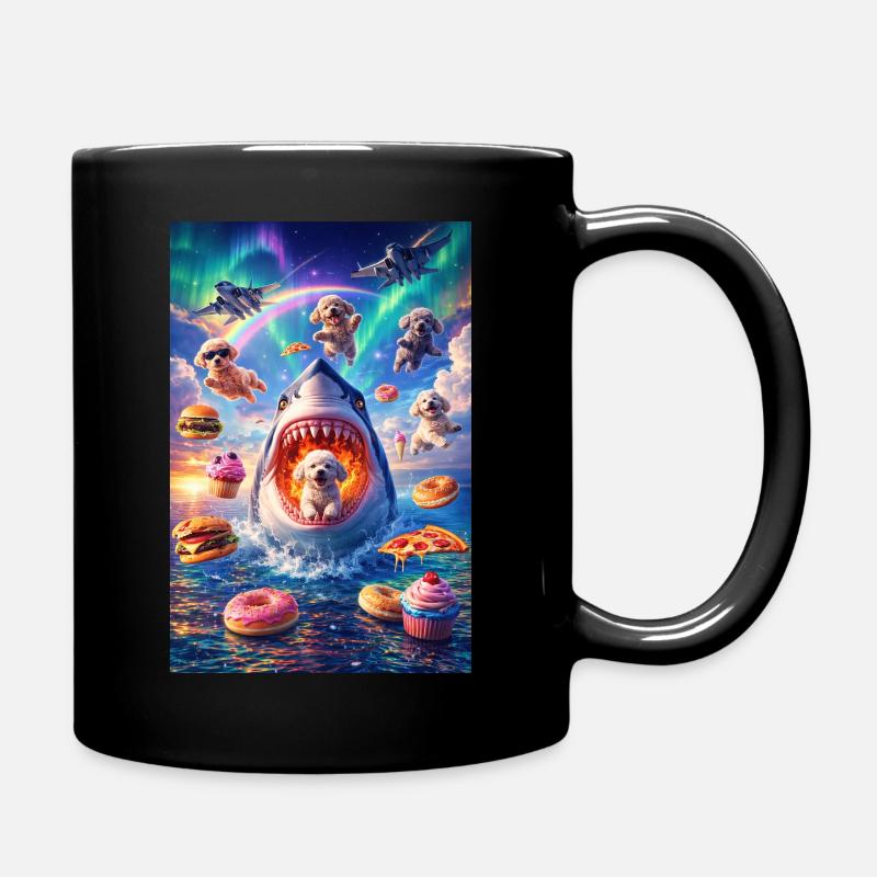 Requin avec des chiots et des beignets : surprise fantasmée - Mug uni - noir
