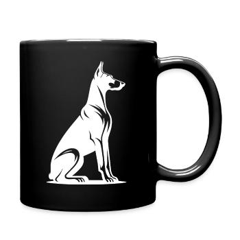 Treuer Dobermann Wachhund Silhouette - Tasse einfarbig - Schwarz - Rechts