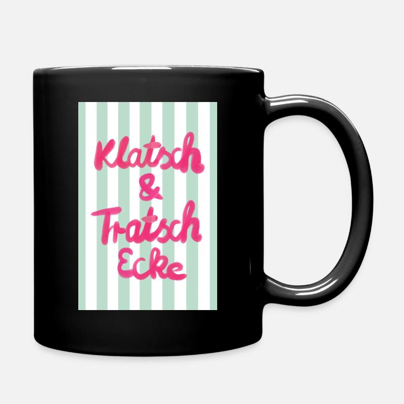 Klatsch & Tratsch - grüne Streifen - Tasse einfarbig - Schwarz