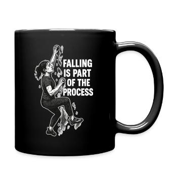 Bouldering Woman: Falling Is Part Of The Process - Full Colour Mug - black - Right