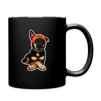 Dog with Orange Headband – Faithful Companion - Full Colour Mug - black - Right