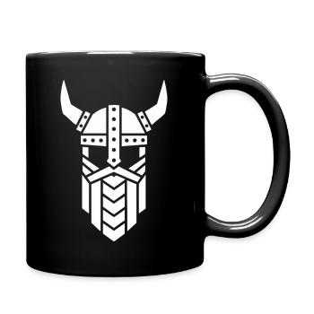 Viking Minimalist Warrior Geometric Mascot - Full Colour Mug - black - Right