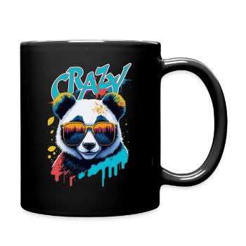 Neon Panda with Sunglasses Splash Art - Full Colour Mug - black - Right