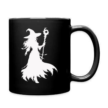 Witches silhouette with staff - Full Colour Mug - black - Right
